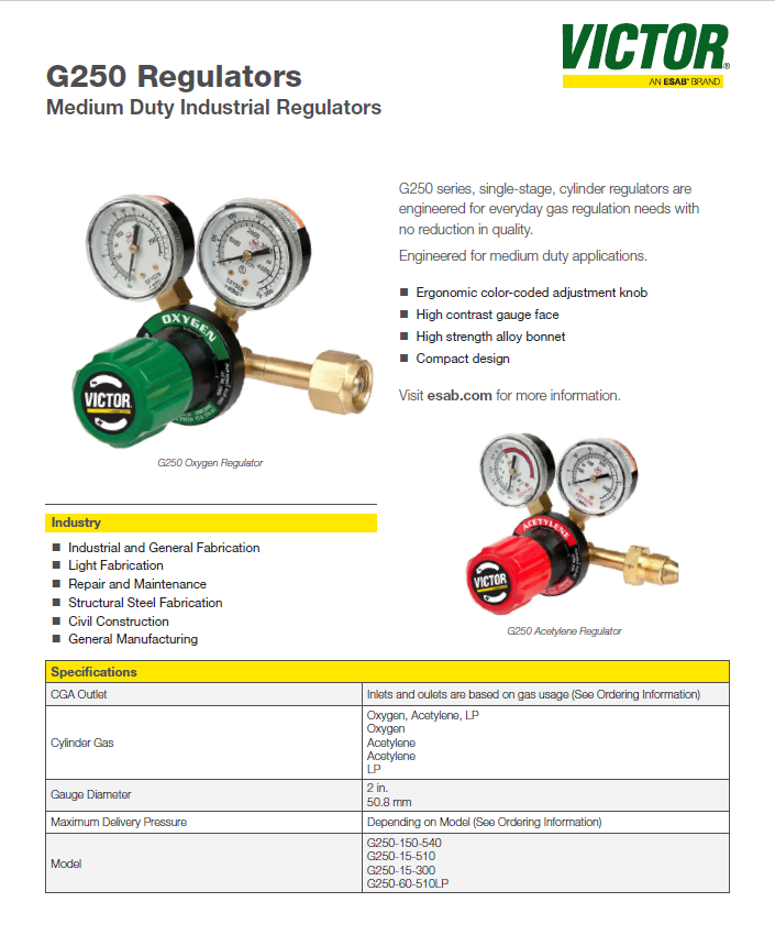 Thermo Scientific™ High Purity Two Stage Brass Gas Regulators